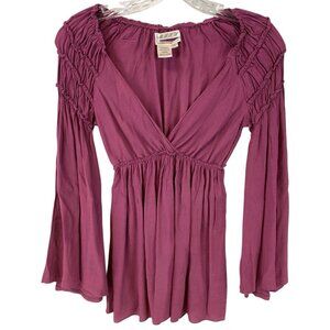 Max Studio Babydoll Top Pink Size S Milkmaid Fairy Whimsical Y2K Boho